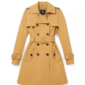 Tan Button Down Trench Coat With Belt.